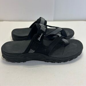 Skechers Adventure Reggae Black Sandals Slides with Textured Straps size 9